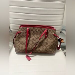 Coach brown and pink purse